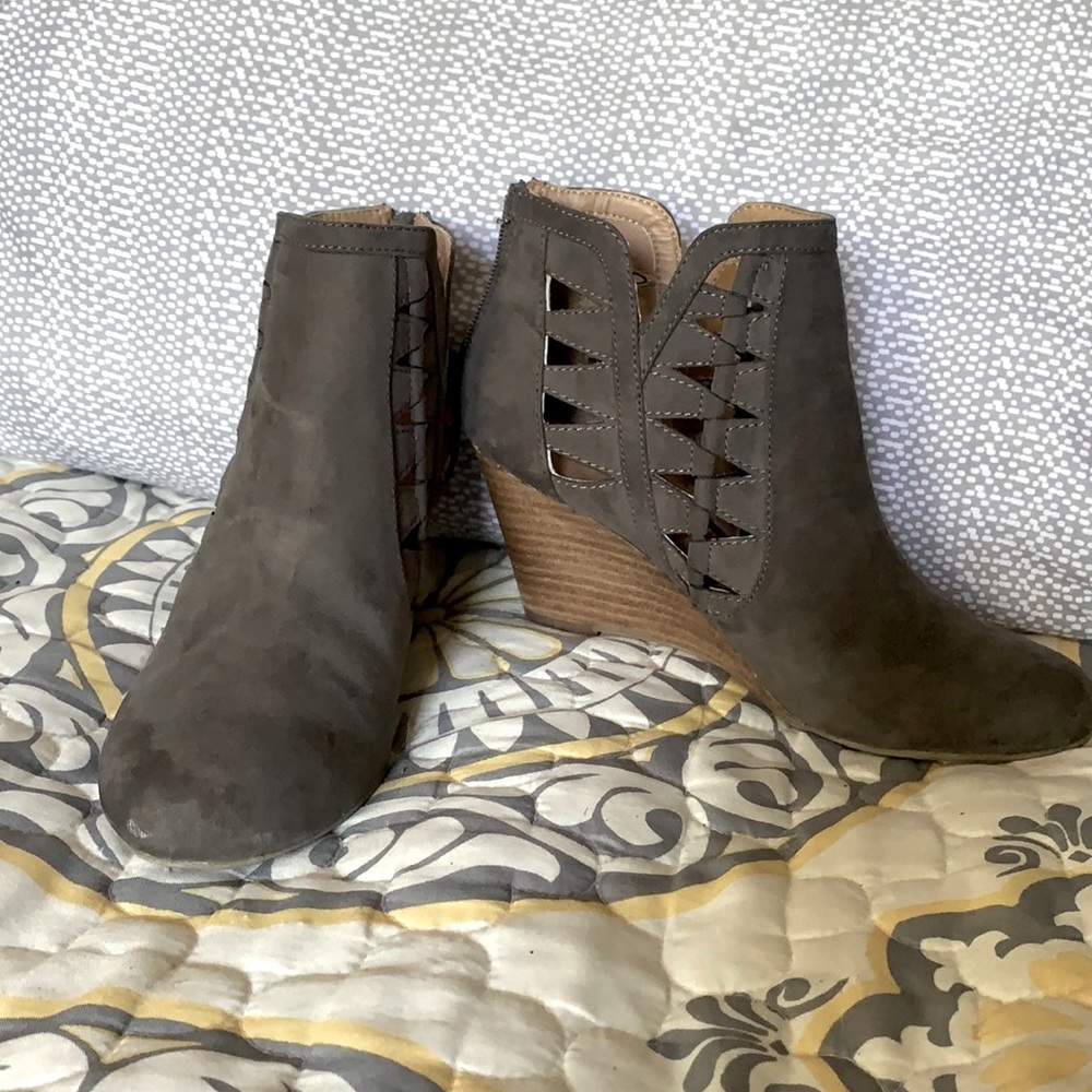 Grey Wedge Ankle Booties